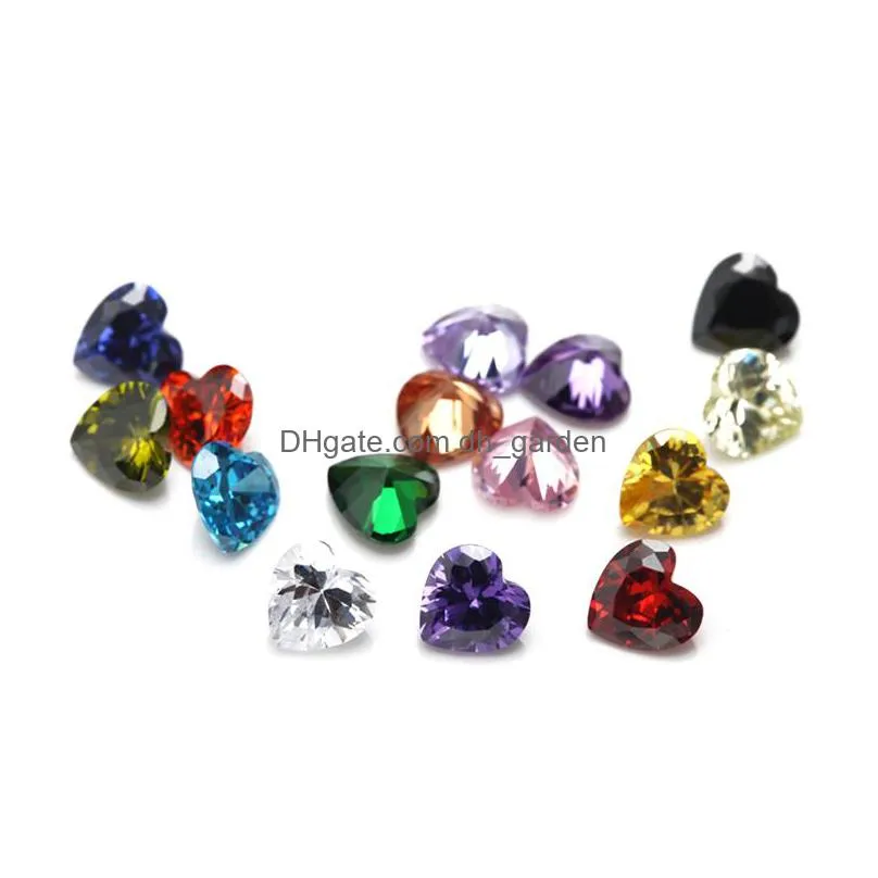 wholesale luxury 30 pcs/ bag 7x7 mm mix color heart faceted cut shape 5a loose cubic zirconia beads for jewelry diy