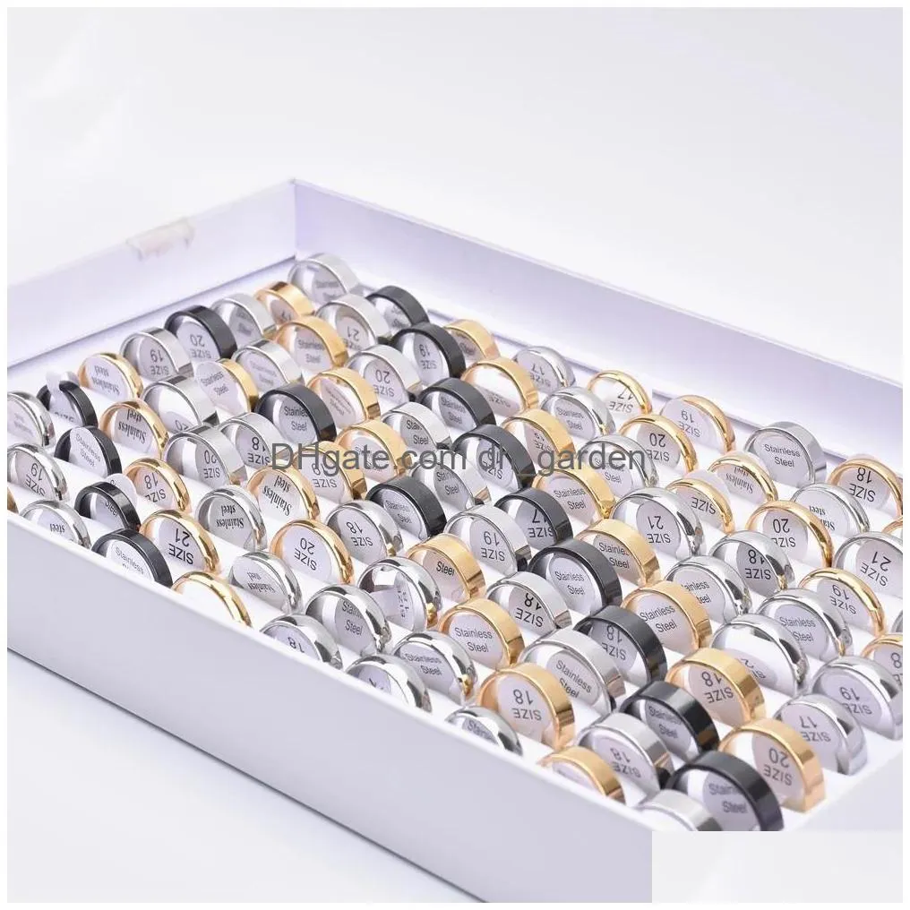wholesale smooth stainless stee ringsl internal polishing width 2mm8mm jewelry for men women mix color size
