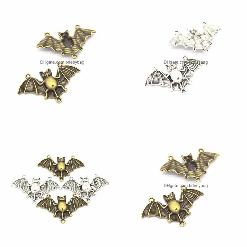 100 pcs/lot big bat connector charms pendant flying bugbat spooky flittermouse halloween metal pendants 48x30mm