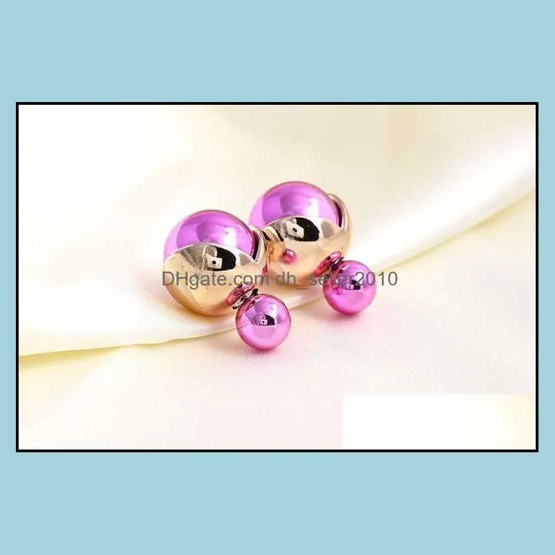 earings for woman girls fashion round pearl and rhinestone jewelry candy color fashion jewelry brincos round studs earrings