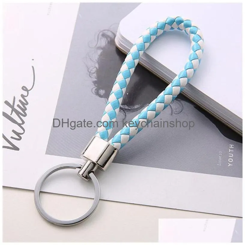 leather rope key rings alloy fashion men women chains handmade weave car pendant holder valentine day 0 46jh j2b