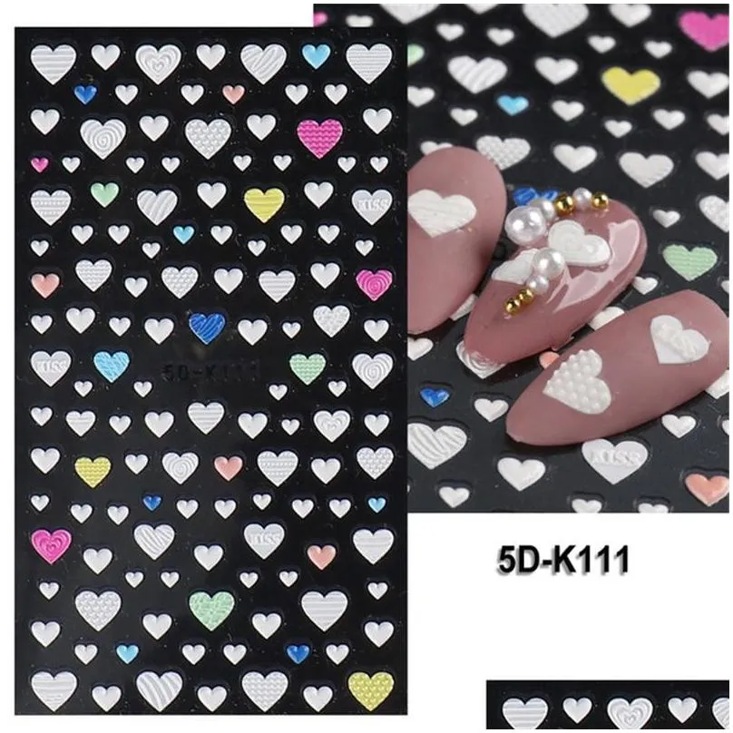 5d stereo relief nails art colorful love star moon nail back glue decal manicure accessories nail stickers