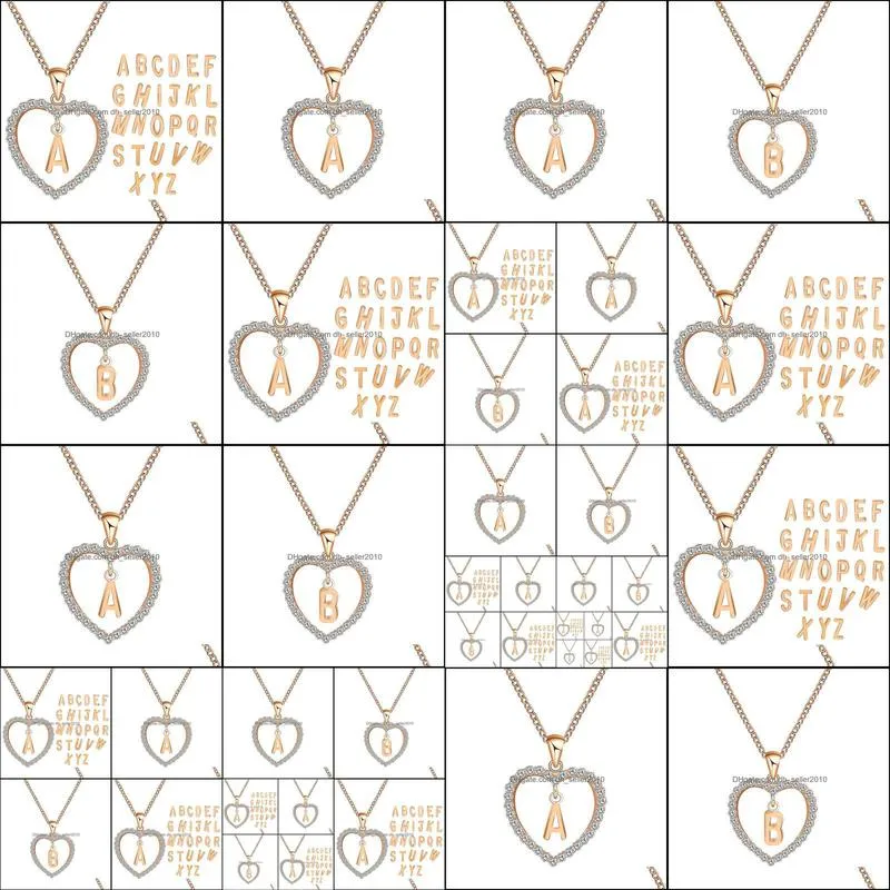 pretty necklaces az 26 letter name beautifully long chain necklaces pendant women girl diy luxury jewelry cubic zirconia heart