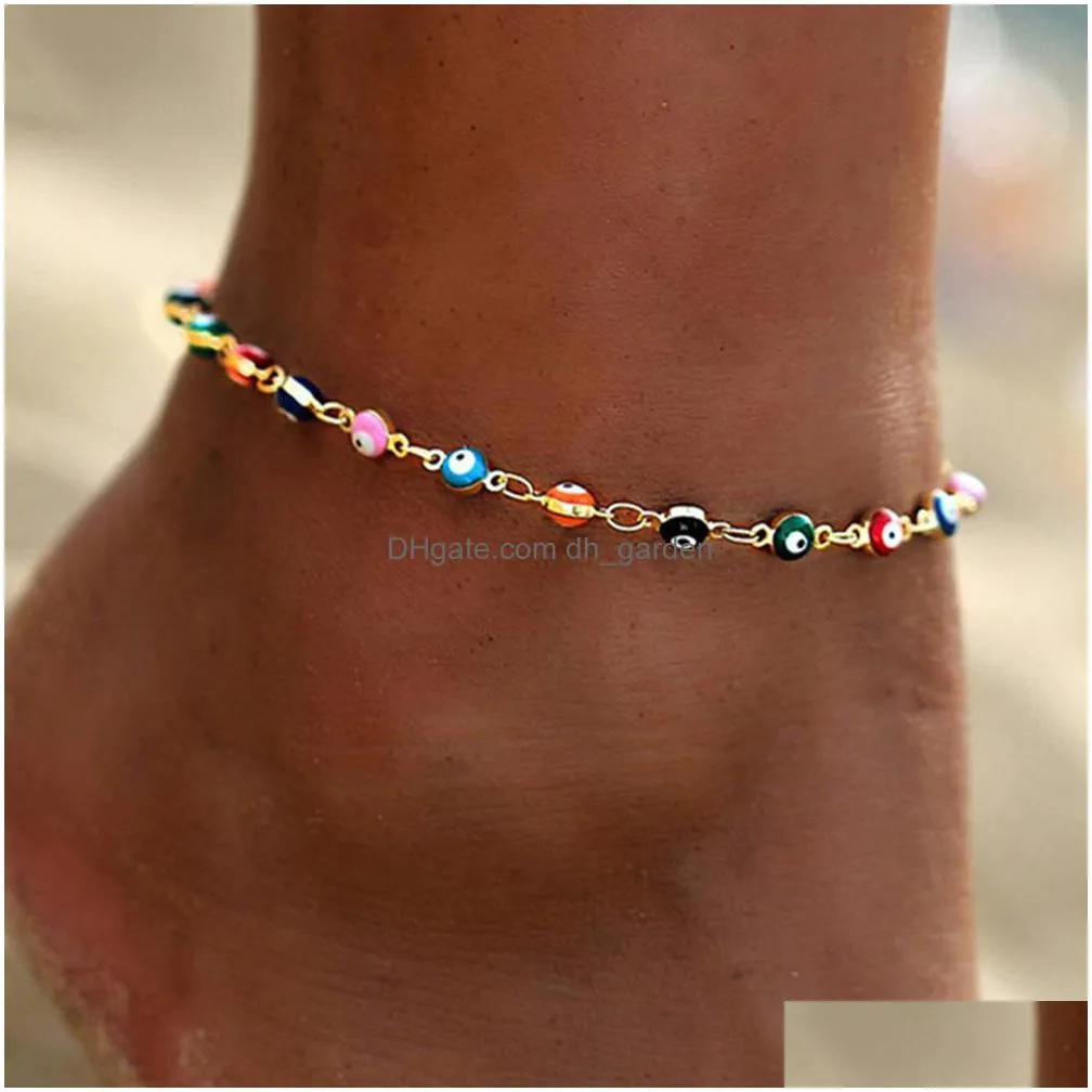 creative personality devils eye anklet summer fashion colorful blue eyes beach jewelry wholesale