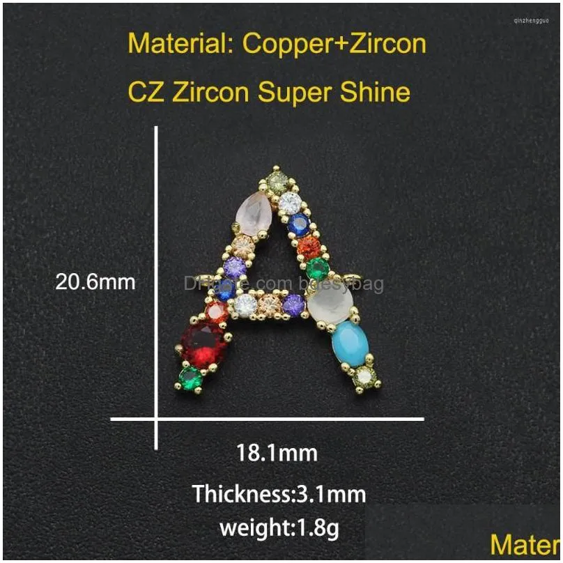 charms gorgeous 21x18mm cz zircon diy jewelry rainbow alphabet az connectors charm wholesale factory sale jewellery connector