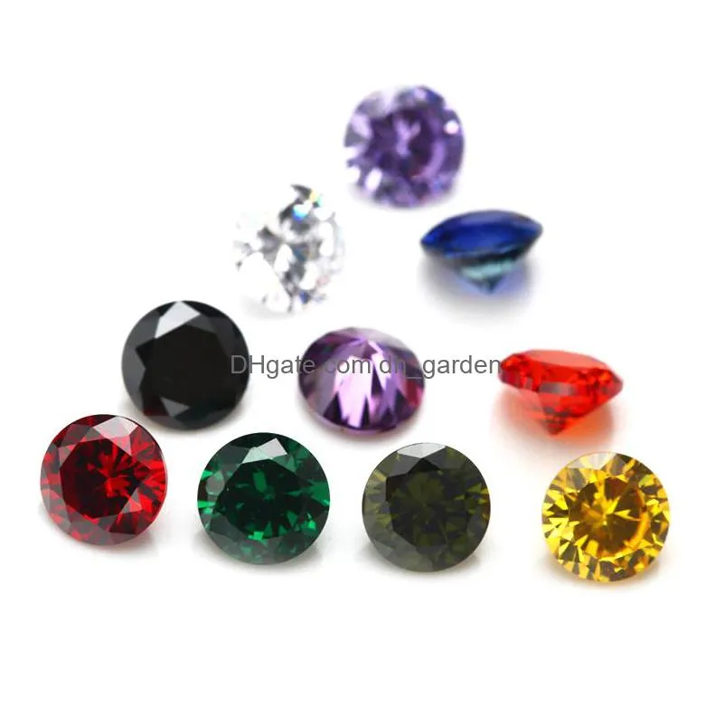 high quality 100 pcs/bag 5 mm clear round cut 15 colors 5a cubic zirconia gems diamonds loose gemstone beads diy shipping