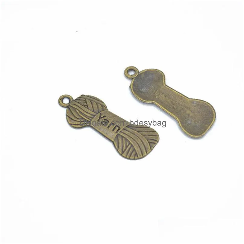 bulk 300 pcs yarn charms sewing pendants antique silver tone antique bronze 31x12mm good for diy craft