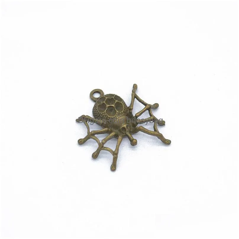 bulk 200 pcs /lot 28x27 mm 3d spider charms pendant antique silver antique bronze silver colors