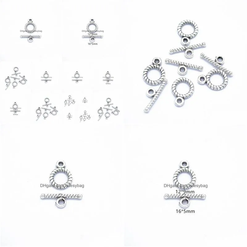 500sets/lot antique silver ot buckle toggle clasp hooks jewelry making findings components accessories diy for women