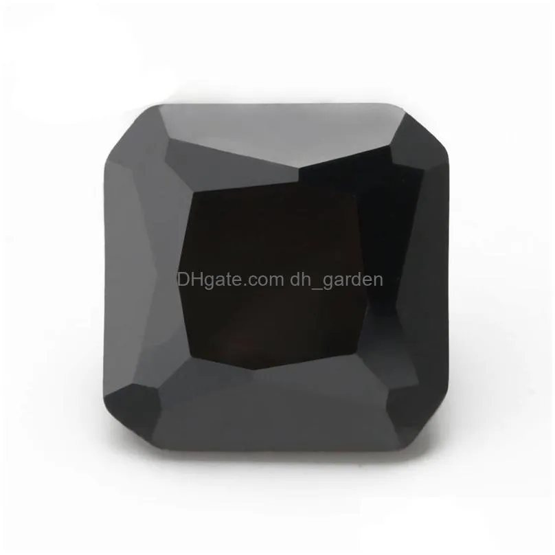 wholesale high quality 100 pcs/ bag 5x5 mm asscher faceted cut shape 5a loose black square cubic zirconia beads for jewelry diy