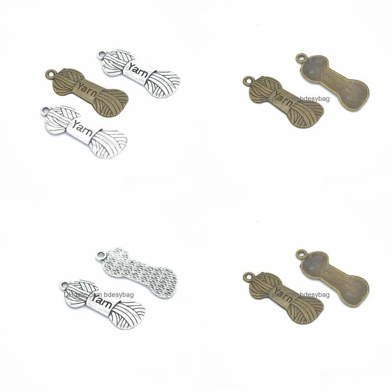 bulk 300 pcs yarn charms sewing pendants antique silver tone antique bronze 31x12mm good for diy craft