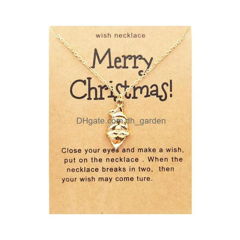 hot selling christmas day ornaments santa crutch boots tree necklace holiday wish necklaces