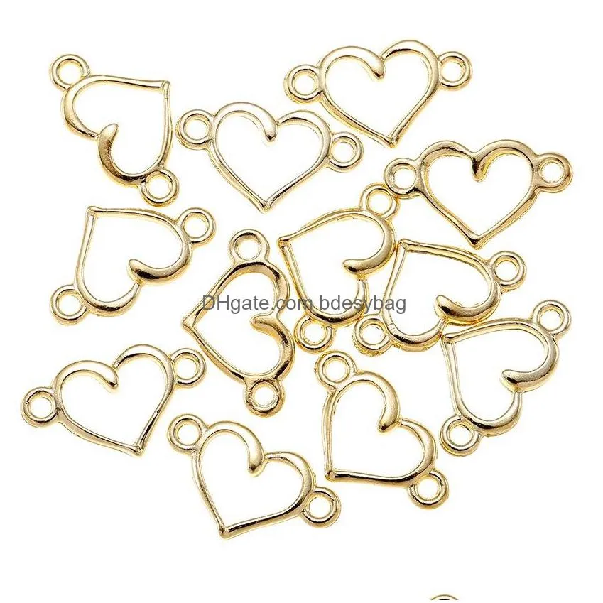 bulk 1000pcs heart shaped connector charms pendant bracelet jewelry making handmade crafts 14 5x8mm