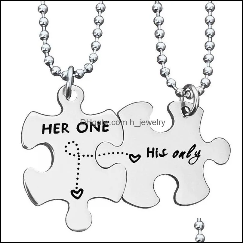 stainless steel couple necklace her one his online letter pendant necklace valentines day couple necklace