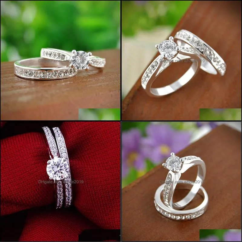 pretty rings set for women men ring bijoux femme fashion jewelry crystal engagement wedding rings set