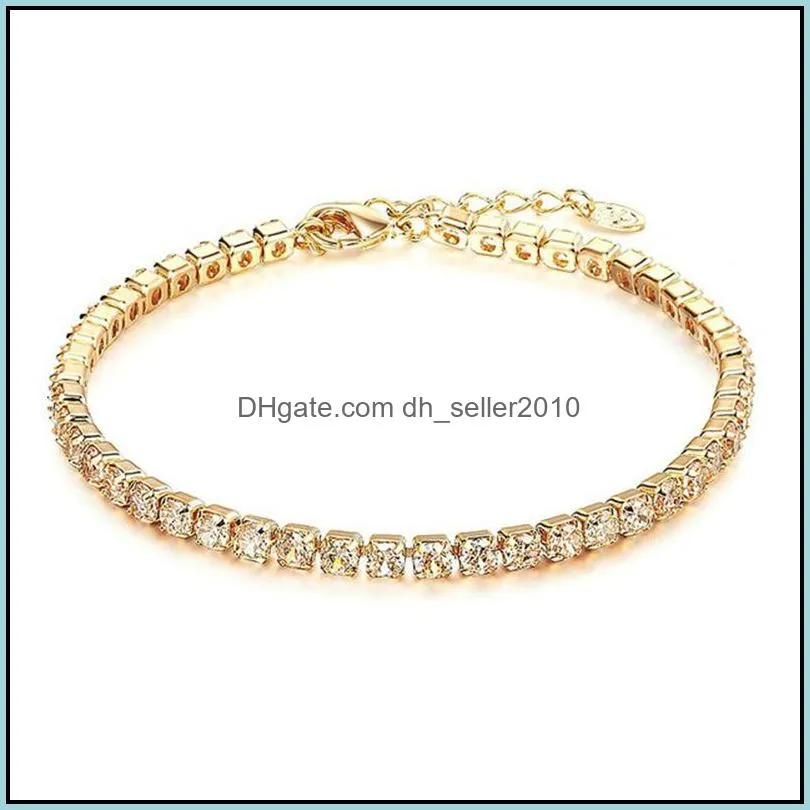 fashion elegant women bracelet full rhinestone gold silver color single row zircon bracelet