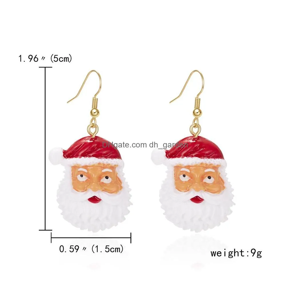 hot selling silver plated stud new santa claus christmas tree asymmetric earrings creative resin earring
