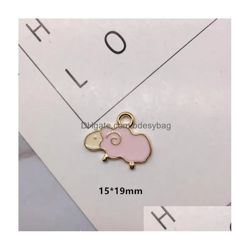 charms mrhuang 10pcs/lot 15 19mm beautiful sheep enamel charm alloy pendant fit necklaces bracelet diy fashion jewelry accessories