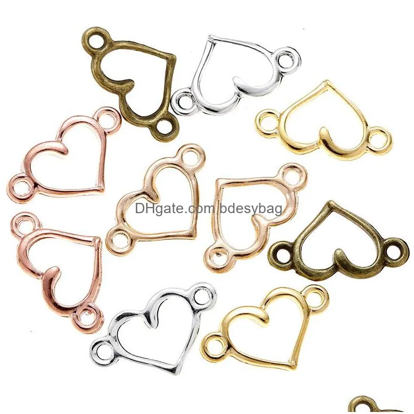 bulk 1000pcs heart shaped connector charms pendant bracelet jewelry making handmade crafts 14 5x8mm