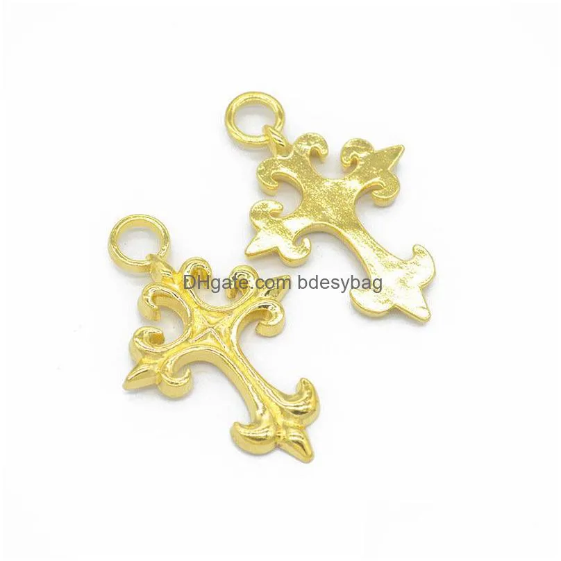 100 pcs/lot fleur cross charms pendant fleur de lis crucifix pendant 47x31 mm good for diy craft