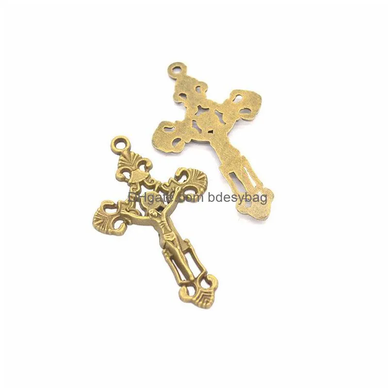 100 pcs/lot jesus on cross charms pendant 51x31mm hollow out design good for craft making