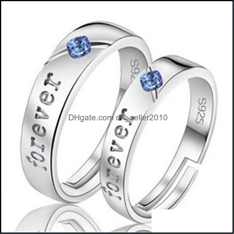 zircon matching couple rings set forever endless love wedding ring for women men charm valentines day jewelry silver ring