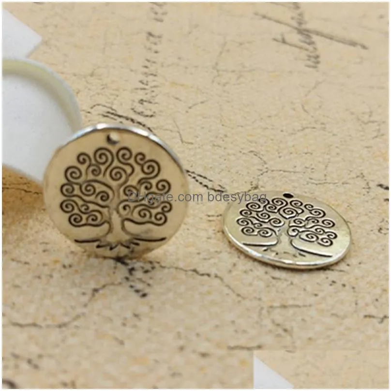 100pcs/lot tree of life charms pendant family where life begins love never ends charms 20mm