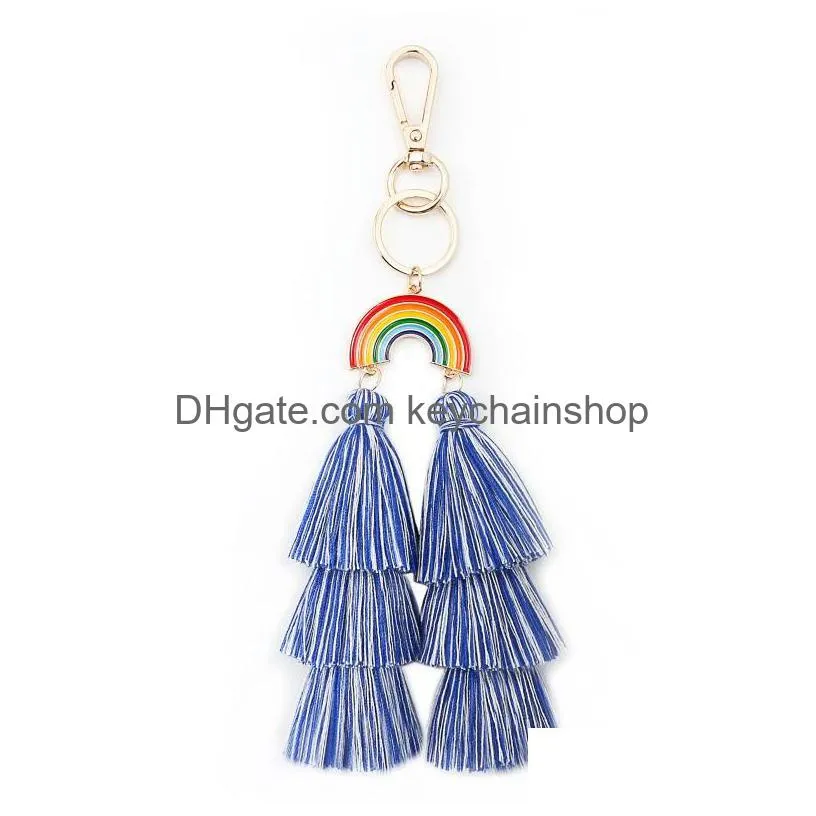 rainbow tassel keychain gold multi layer tassel key ring bag hang for women fashion jewelry will and sandy gift 208 u2