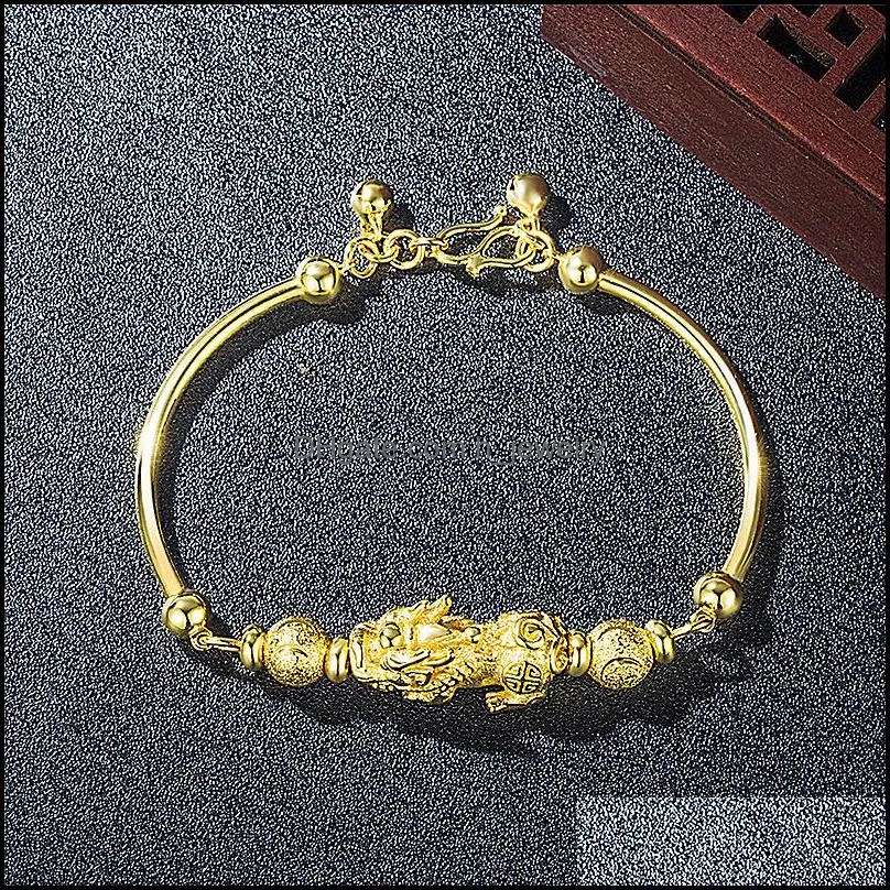 sand gold bracelet men women unisex wristband gold pixiu wealth and good luck changing silver bracelets bangles