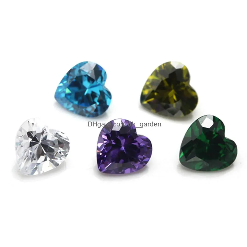 wholesale luxury 30 pcs/ bag 7x7 mm mix color heart faceted cut shape 5a loose cubic zirconia beads for jewelry diy