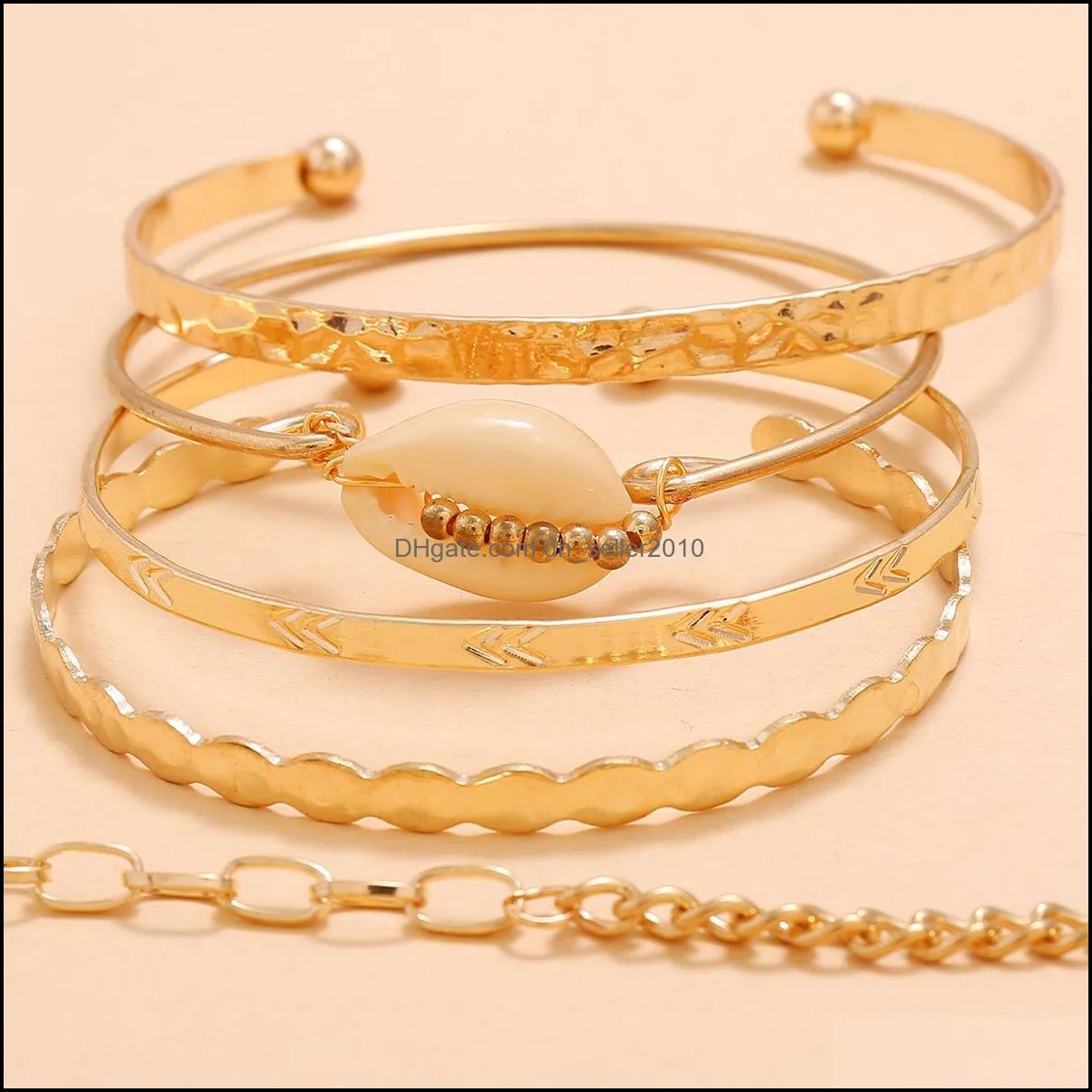 open bracelet bangle set for women jewelry accessories 5 pcs/set party bangle bohemian arrow shell bracelets sets