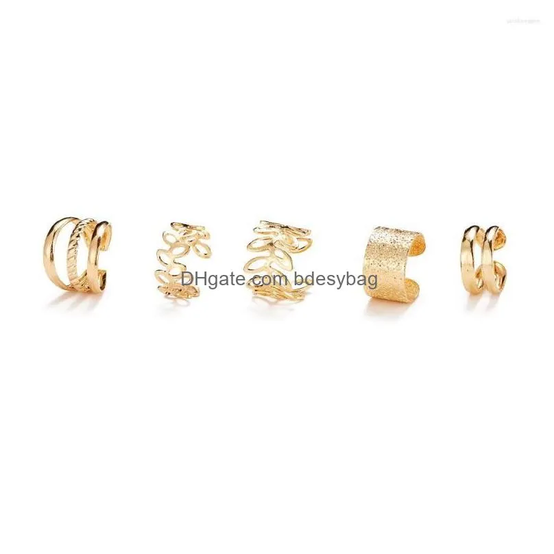 backs earrings gold leaf hollow fivepiece set for men and women without ear hole clip fake womens accessories