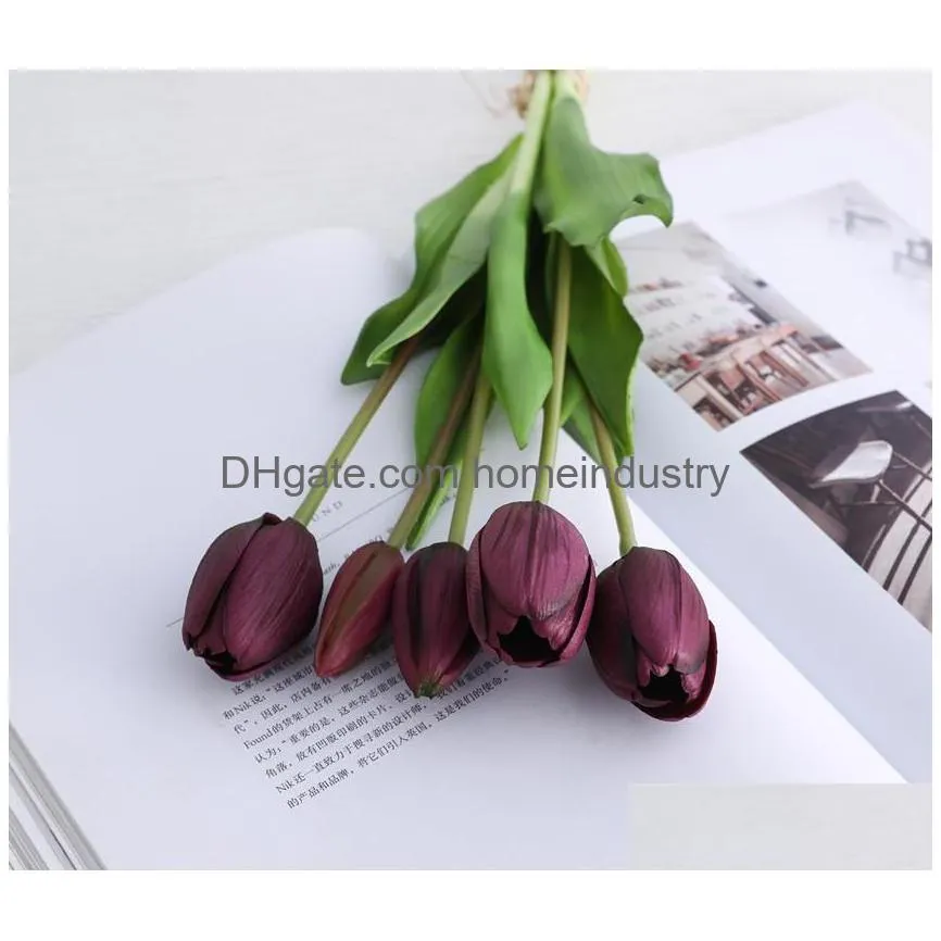 luxury silicone real touch tulips bouquet decorative artificial flowers living room decoration flores artificiales
