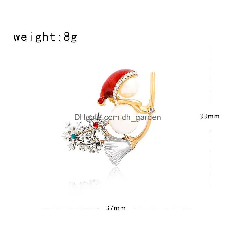 hot selling series cartoon christmas tree snowflake painting oil brooch coat brooches accessories