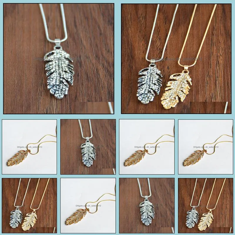 leaf jewelry set rhinestone flower feather jewelry set