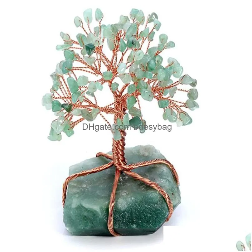 pendant necklaces fyjs unique rose gold color wire wrap tree of life amethysts stone irregular shape green aventurine jewelry