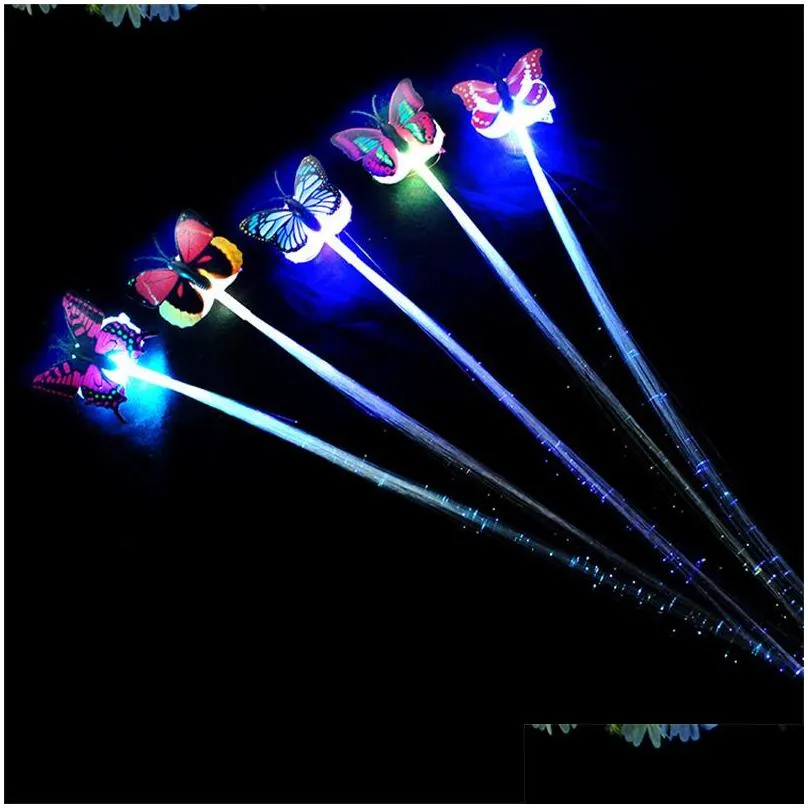 butterfly led flashing hair braid glowing luminous hairpin novetly hairs ornament girls light toys party christmas gift