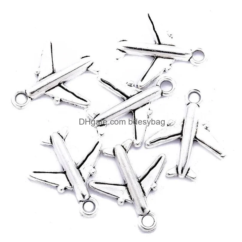 bulk 500pcs 17x15mm airplane charm travel air craft plane pendant diy bracelet necklace jewelry making 5 colors