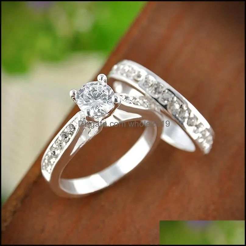 pretty rings set for women men ring bijoux femme fashion jewelry crystal engagement wedding rings set