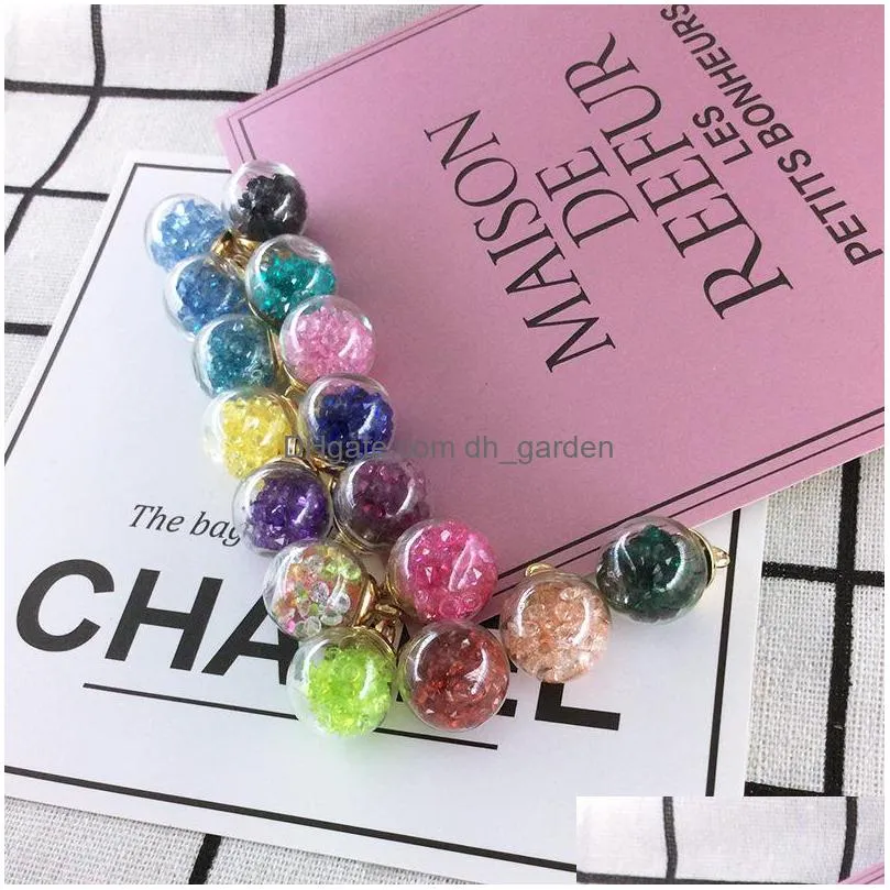 cr jewelry diy accessories ins round transparent mermaid bubble glass ball diamond stone earrings charms christmas decorations qt4c002