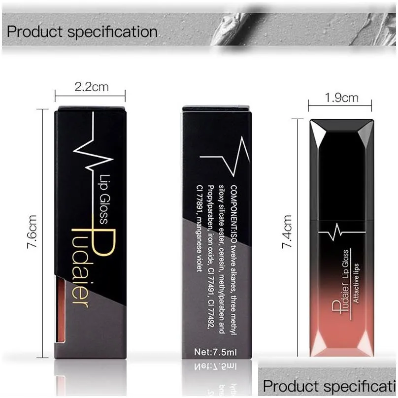 pudaier waterproof liquid lip gloss metallic matte lipstick for lips makeup long lasting nude glossy lipgloss cosmetic y batom