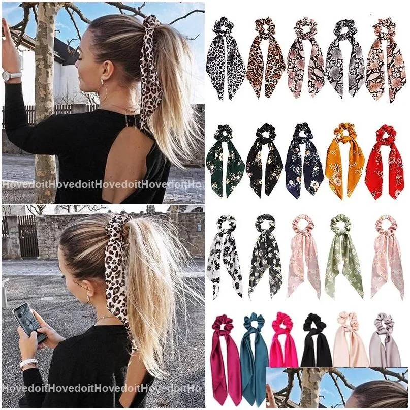 candy color women hair scrunchie bows ponytail holder hairband bow knot scrunchy girls hairs ties accessories