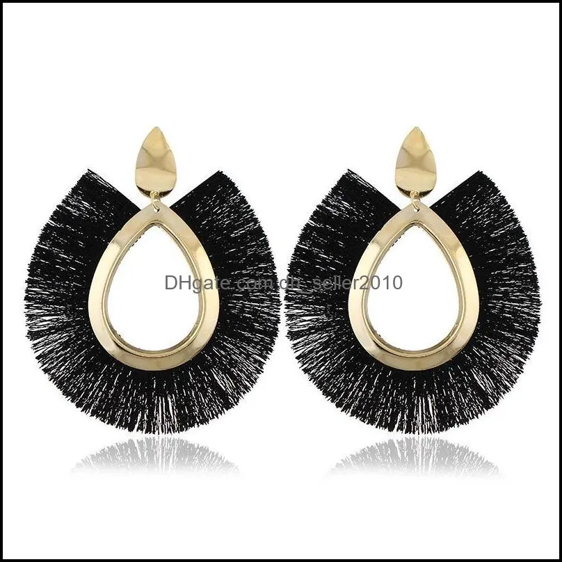 exaggerated metal earring wind silk tassel earrings