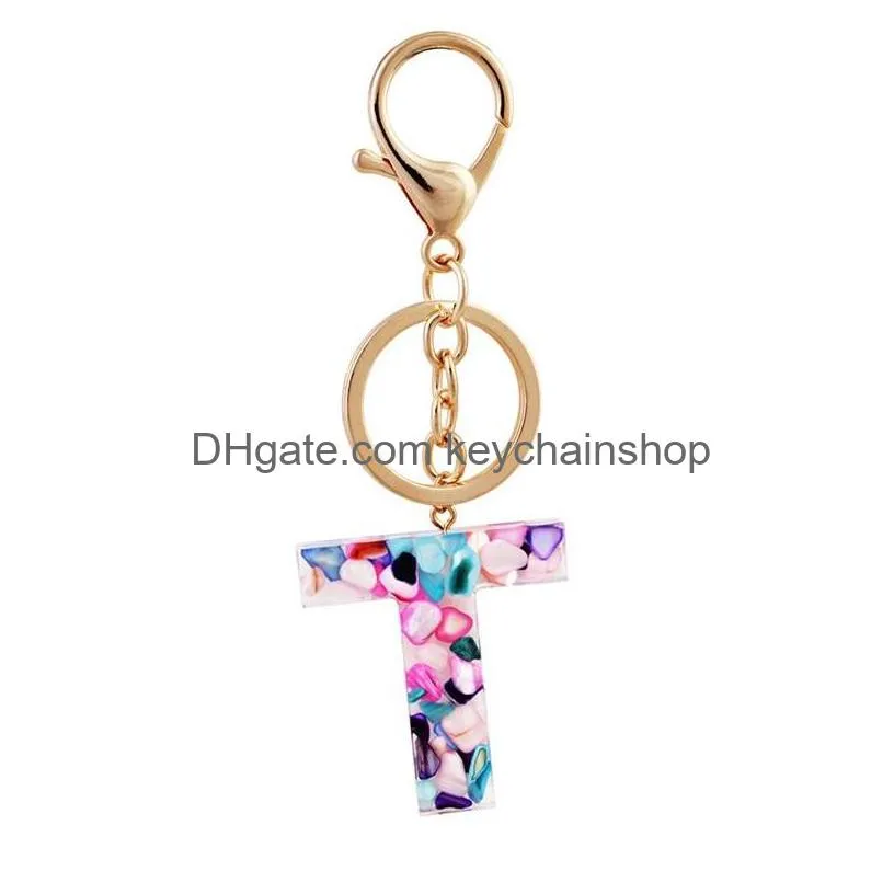 fashion keychain pendant metal key chain resin for man women car keyring simple name diy accessories jewelry gift 1036 t2
