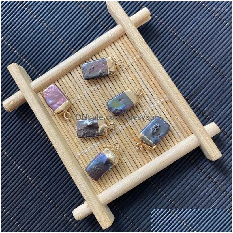 charms natural freshwater pearl rectangular pendant for diy fashion jewelry making necklace bracelet earring accessories size 9x19mm