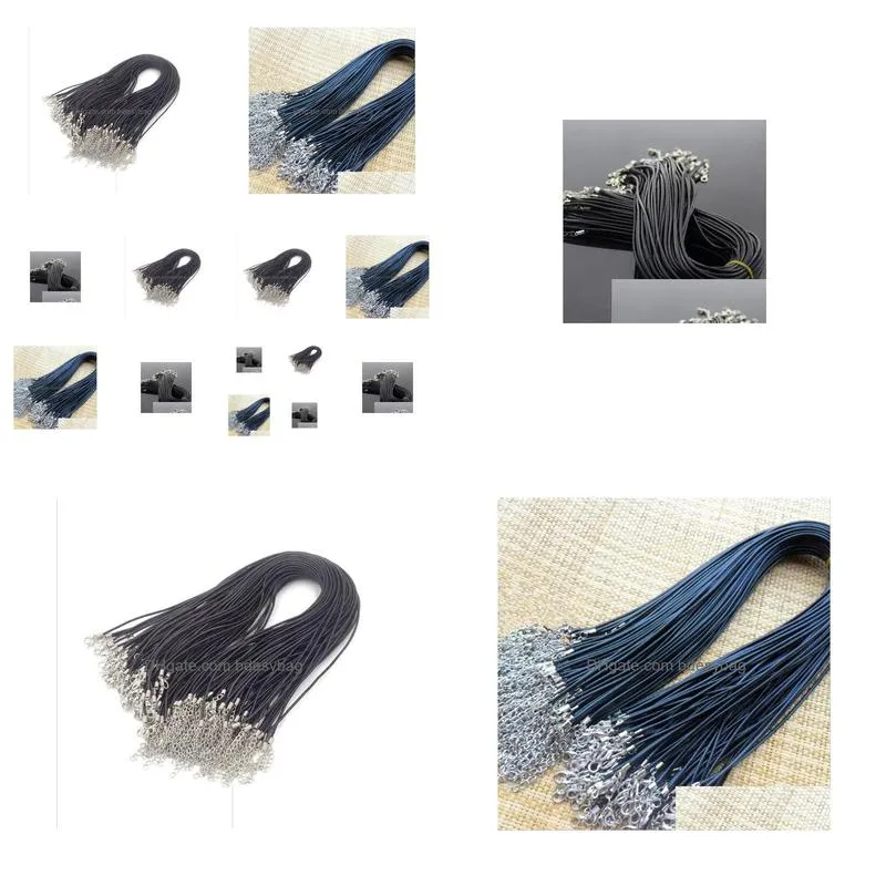 100 pcs 1618 inch black adjustable leather pu leather necklace cords with silver lobster clasps shipping