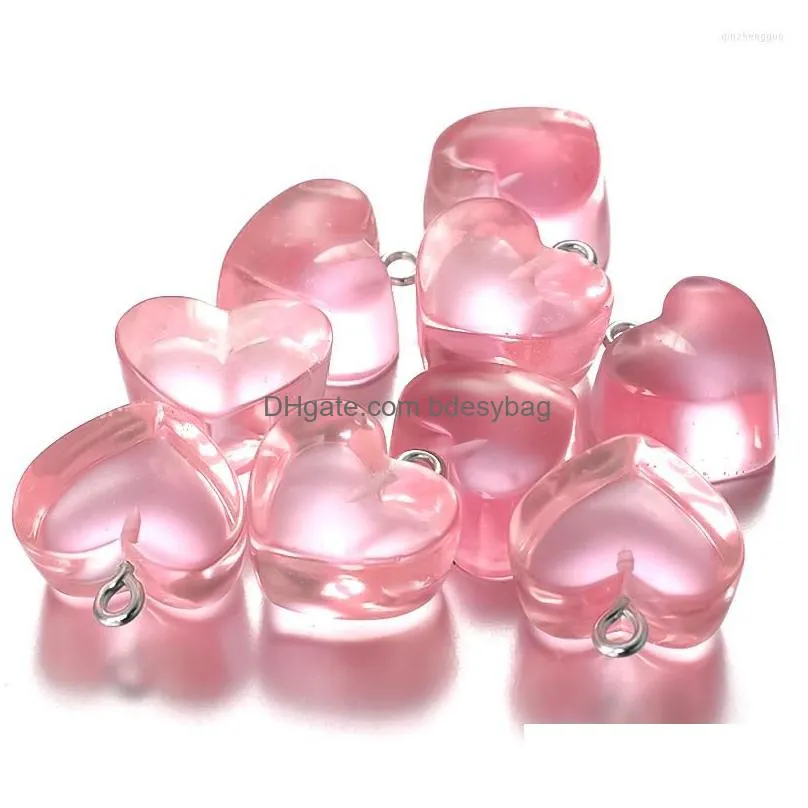 charms 10pcs/lot 18x16mm resin color transparent cute heart for jewelry making accessories diy earrings necklace wholesale