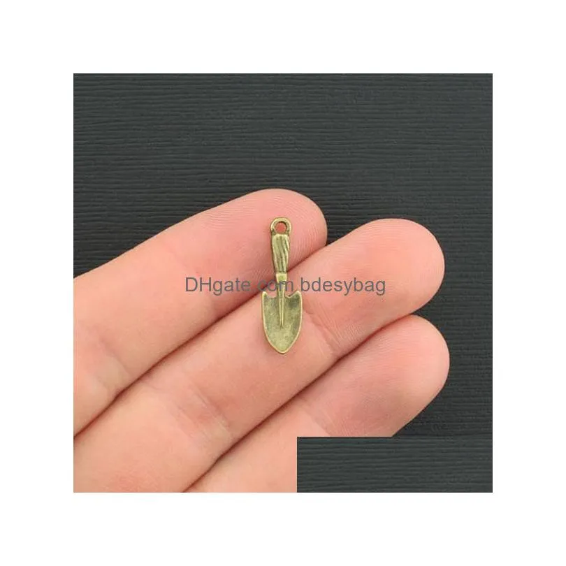 500 pcs/lot gardening spade charms pendant antique bronze tone 2 sided 23x6mm good for diy craft