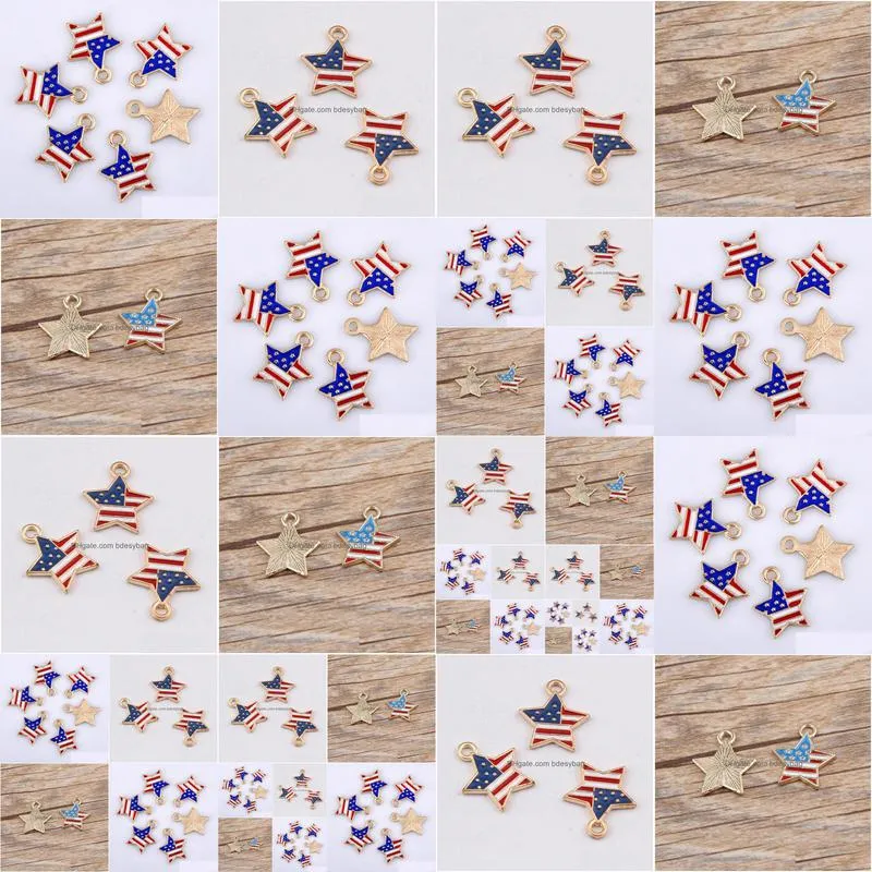 bulk 200pcs/lot enamel american flag star charms pendant patriotic charms 16x15mm good for handmade jewelry making