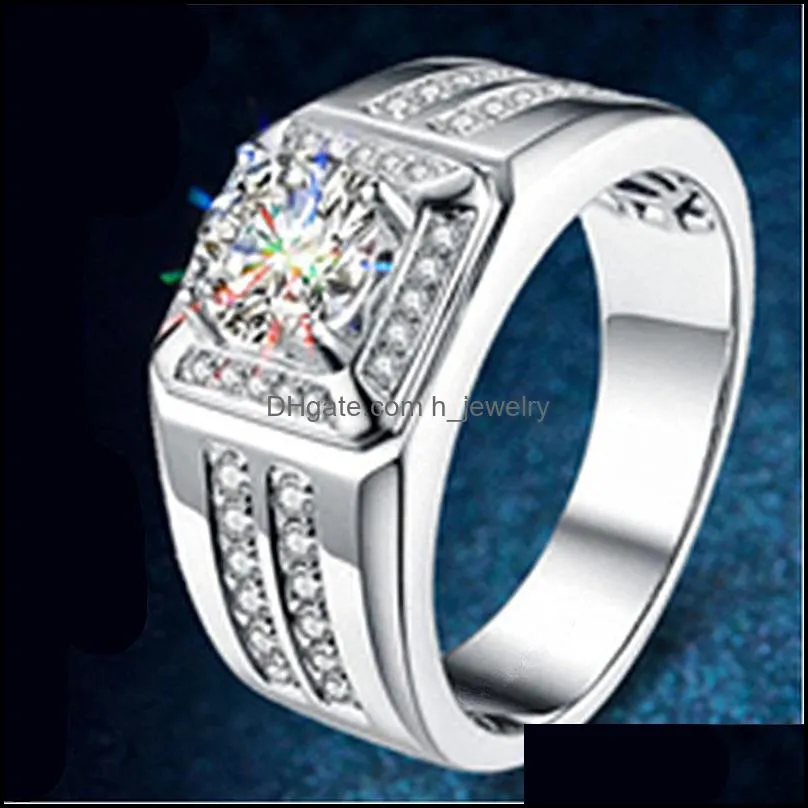 luxury men silver rings women aaa zircon moissanite ring for anniversary fathers day birthday gift jewelry